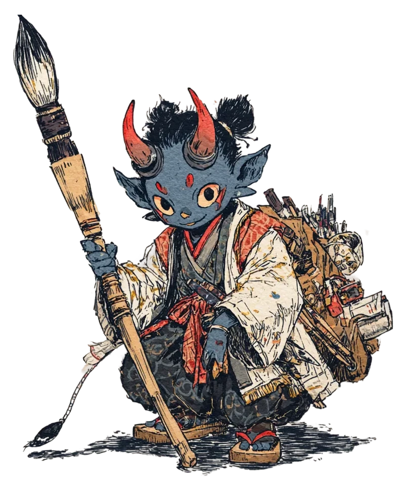 Bokudjin — the ink beast mascot